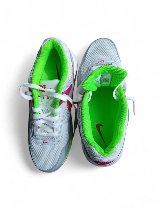 Nike Women's Size 8 White Sneakers with Pink Swoosh & Neon Green Accents - Picture 4 of 9